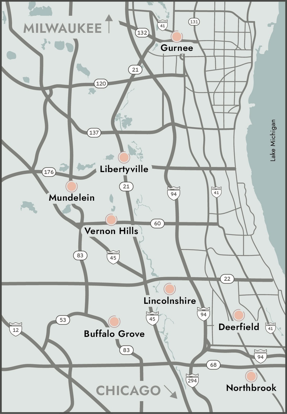 Map graphic highlighting Illinois communities